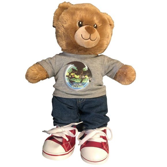 Build a Bear Teddy in T-Shirt, Jeans and Red High top Sneakers! - Picture 1 of 7